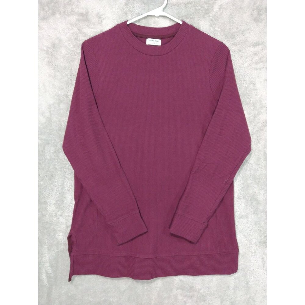 Tommy John Sweatshirt Womens Medium Red Zen Ribbed Pullover Casual Long Sleeve